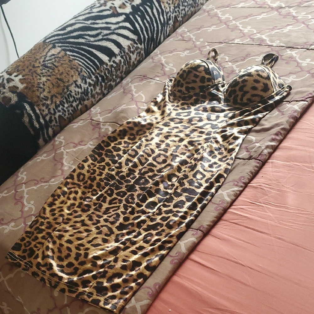 Leopard Print Satin Slip Dress - Worn Once. Sexy!!!